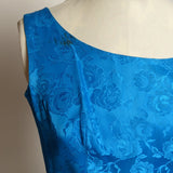 Circa 1950s Blue Floral Satin Peplum-Style Dress - D & L  Vintage 