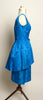 Circa 1950s Blue Floral Satin Peplum-Style Dress - D & L  Vintage 