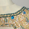 Circa 1960s Hong-Kong Wool Sequin and Beaded Cream and Blue Shell Sweater - D & L  Vintage 