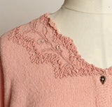 Circa 1950s Jernat Pale Pink Wool Sweater/Skirt Set - "Zip-off" Hem!! - D & L  Vintage 