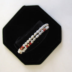 14K Double-Strand Freshwater Rice Pearl and Coral Bracelet - D & L  Vintage 