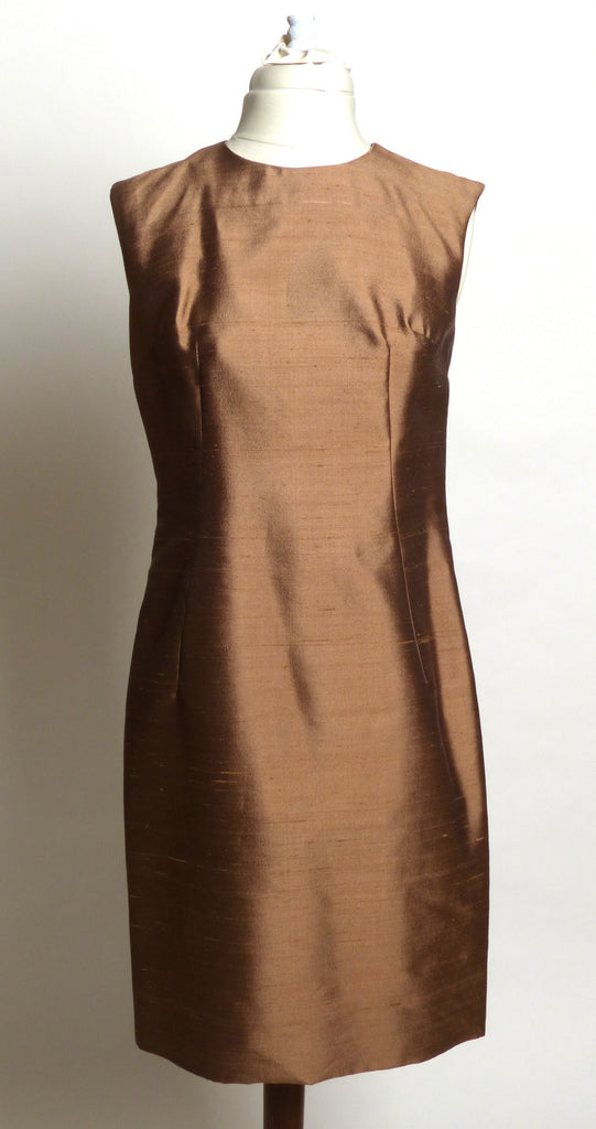 Circa 1940s/50s Brown Raw Silk Sheath Dress
