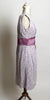 Circa 1950s Lavender and Cream Knit Floral Brocade Dress with Silver Accents - D & L  Vintage 
