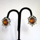 Circa 1950s Faux Topaz Rhinestone Earrings - D & L  Vintage 