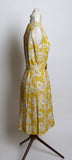 Circa 1950s Gold and Cream Paisley Rockabilly Dress - D & L  Vintage 