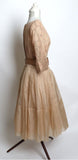 Circa 1950s Elinor Gay Mocha Chiffon Taffeta Dress - D & L  Vintage 