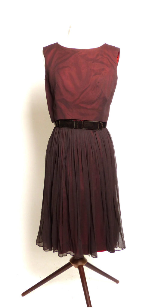Circa 1950s L'Aiglon Chocolate Brown Party Dress