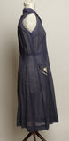 Circa 1950s Navy Blue & White Polka Dot Swiss Day Dress - D & L  Vintage 