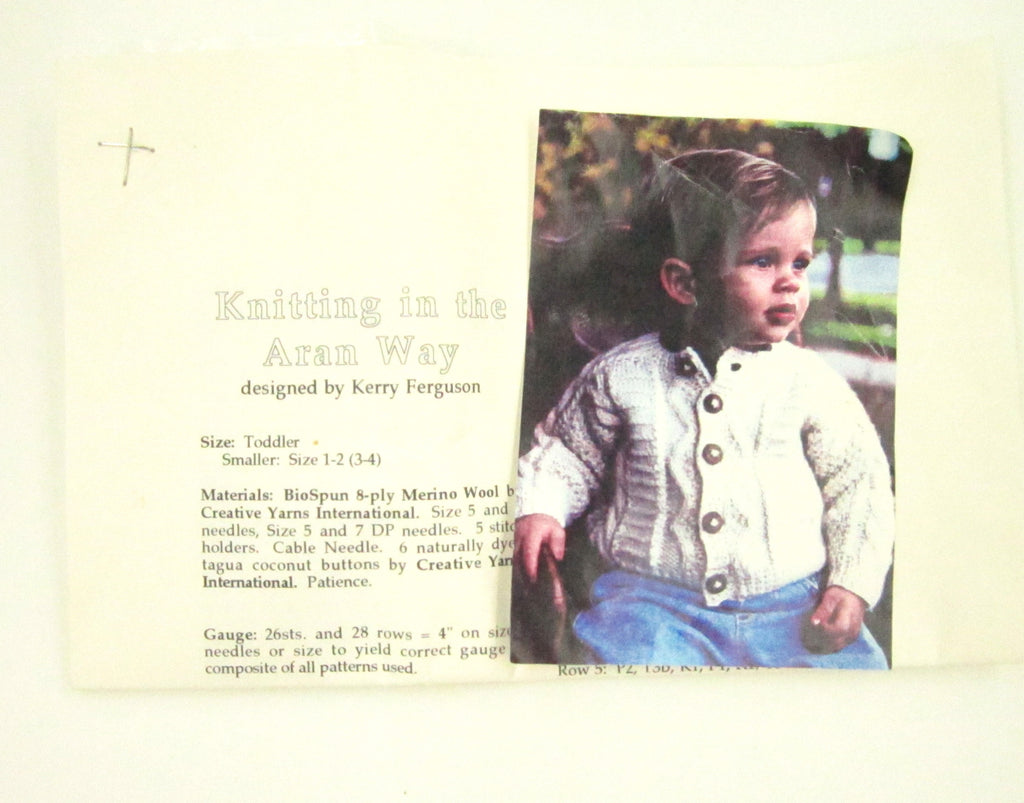 Vintage Wool Aran Toddler Cardigan Knitting Kit