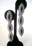 Articulated Black and Clear Rhinestone Line Earrings - D & L  Vintage 