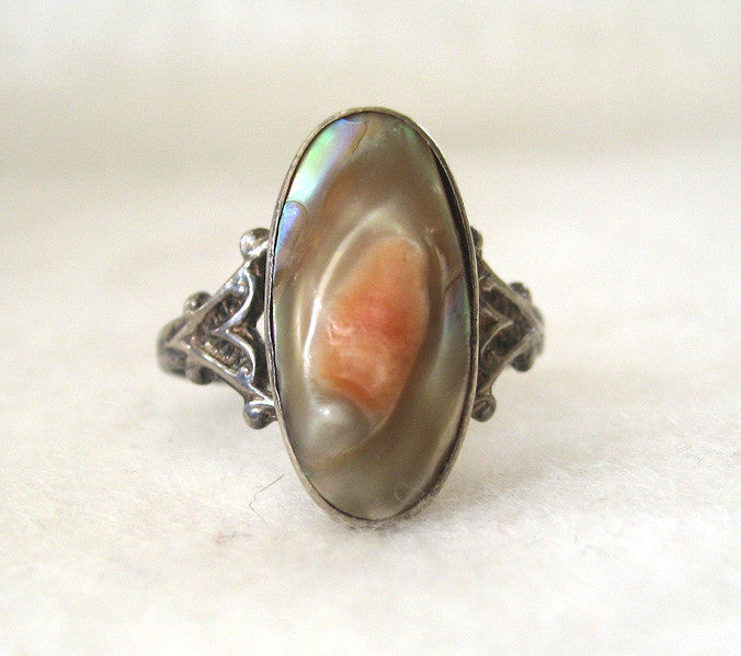 Sterling Silver Art Nouveau Blister Pearl Ring