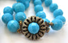 Double Strand Blue Plastic Faceted Bead Necklace - D & L  Vintage 