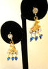 Gold-Filled Blue and Clear Rhinestone Floral Sweep Earrings - D & L  Vintage 