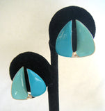 Blue Enamel Abstract Sailboat Earrings - D & L  Vintage 
