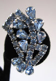Circa 1950s Blue Rhinestone Fan Earrings - D & L  Vintage 