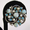 Faux Pearl Art Glass Silver-Tone Swirled Earrings - D & L  Vintage 