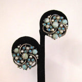 Faux Pearl Art Glass Silver-Tone Swirled Earrings - D & L  Vintage 
