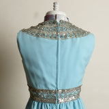 1950s Ceil Chapman Blue Rhinestone and Sequined Gown/Dress - D & L  Vintage 