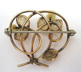 WRE Gold-filled Citrine and Pearl Brooch/Pin - D & L  Vintage 