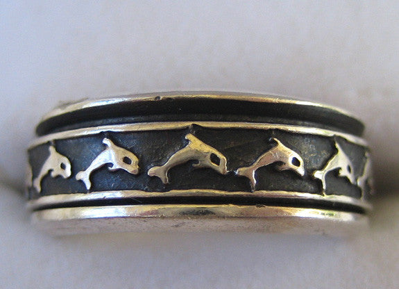 Sterling Silver Dolphin Ring/Band - D & L  Vintage 