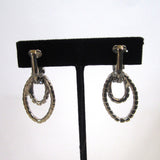 Sparking Silver-Tone Rhinestone Double Hoop Earrings - D & L  Vintage 