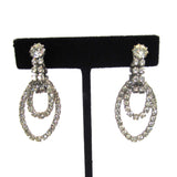 Sparking Silver-Tone Rhinestone Double Hoop Earrings - D & L  Vintage 