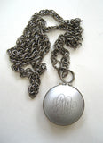 Silver-tone Engraved Locket Pendant - D & L  Vintage 