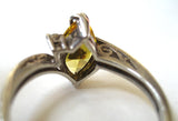 Sterling Silver Yellow and Clear Glass Stone Ring - D & L  Vintage 