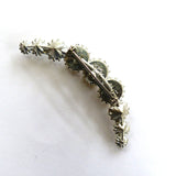 Silver-Tone Crescent Moon Faux Pearl and Rhinestone Brooch/Pin - D & L  Vintage 