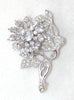 Unsigned Clear Rhinestone Floral Brooch/Pin/Pendant - D & L  Vintage 
