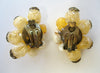 German Yellow and Peach Plastic Clip Earrings - D & L  Vintage 