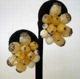 German Yellow and Peach Plastic Clip Earrings - D & L  Vintage 