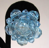 German-Made Pale Blue Plastic Faceted Bead Earrings - D & L  Vintage 