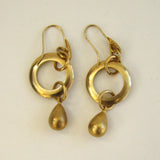 Circa 1980s Gold-tone Hoop Dangle Earrings - D & L  Vintage 