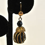 Black Caged Ball Earrings - D & L  Vintage 