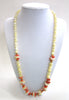 Gold-Tone Polished Stone and Coral Bead Necklace - D & L  Vintage 