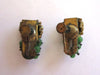 Brass Green Glass Bead Leaf and Floral Earrings - D & L  Vintage 