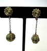 Circa 1920s Faux Pearl and Black Bead Olive Green Earrings - D & L  Vintage 
