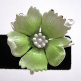 Green Enamel Floral Earrings - D & L  Vintage 