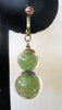 Art Deco Green and Gold Colored Glass Ball Drop Earrings - D & L  Vintage 