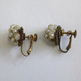 Miriam Haskell Wired Cluster Faux Pearl Earrings - D & L  Vintage 