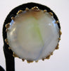 Miriam Haskell Gold Tone Beige Art Glass Disk Earrings - D & L  Vintage 