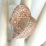 Sterling Silver Vermeil Heart-shaped Rhinestone Ring - D & L  Vintage 