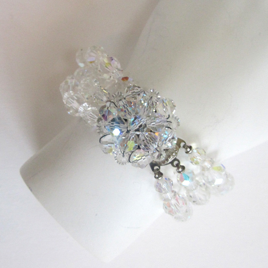 Triple-Strand Crystal Bead Bracelet - D & L  Vintage 