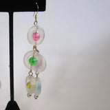 Pastel Frosted Lucite Rings Pierced Earrings - D & L  Vintage 