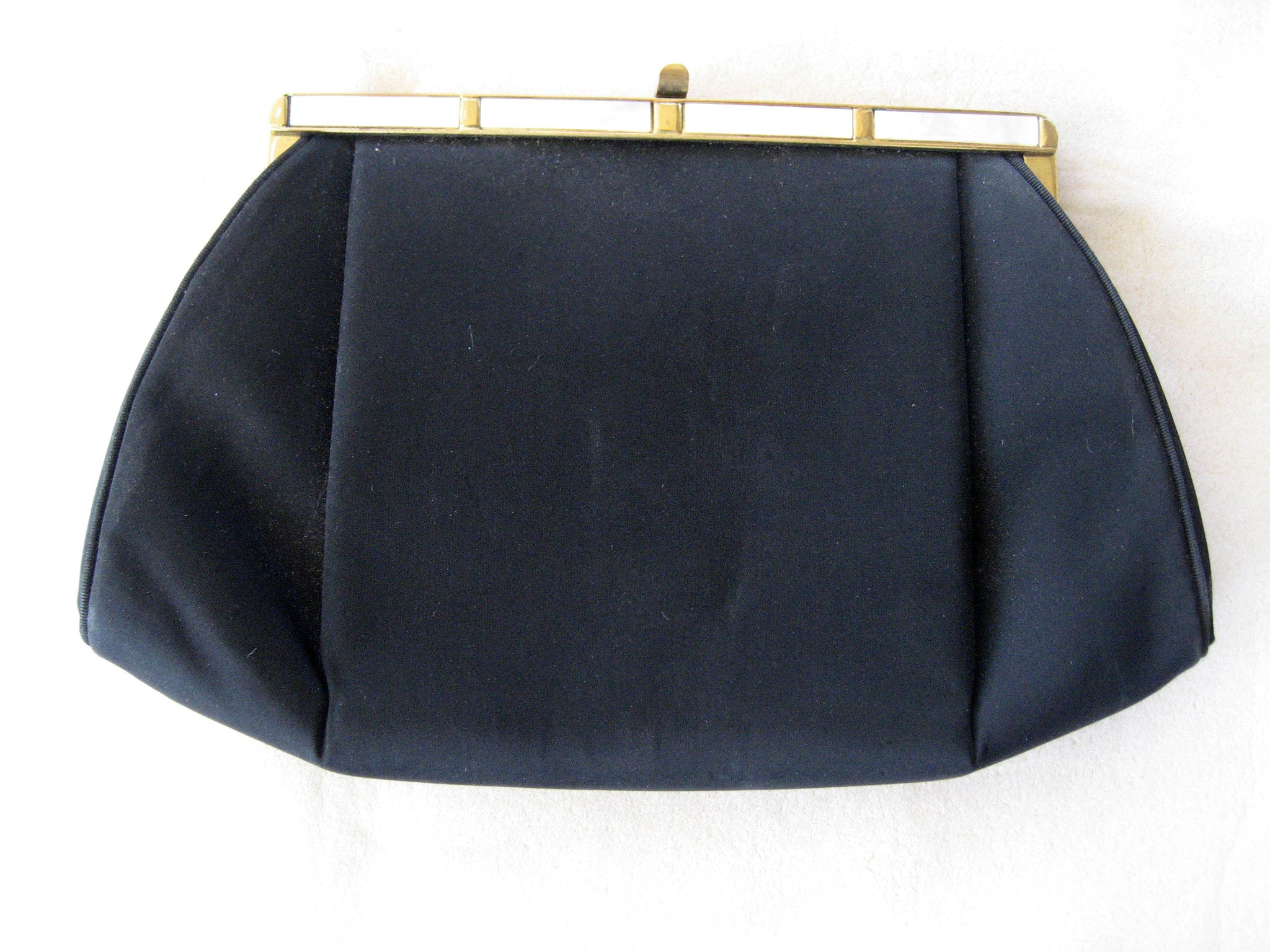 After Five Black Handbag with Mother-of-Pearl Trim - D & L  Vintage 