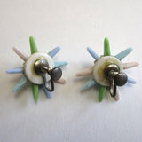 Circa 1960s Plastic Pastel Flower Earrings - D & L  Vintage 