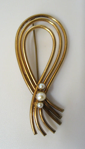 A&Z Gold-Filled Cultured Pearl Brooch/Pin - D & L  Vintage 