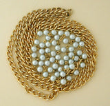 Unsigned Goldtone and Faux Pearl Chain - D & L  Vintage 