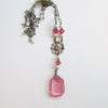 Art Deco Pink Glass Faux Pearl Floral Pendant - D & L  Vintage 